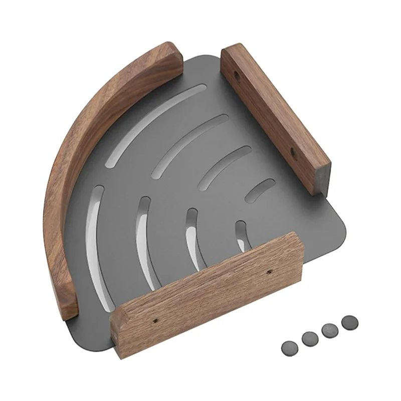 أرفف حمام من خشب الجوز من BAAG، رف تخزين زاوية الدش المثبت على الحائط، رف منظم المطبخ