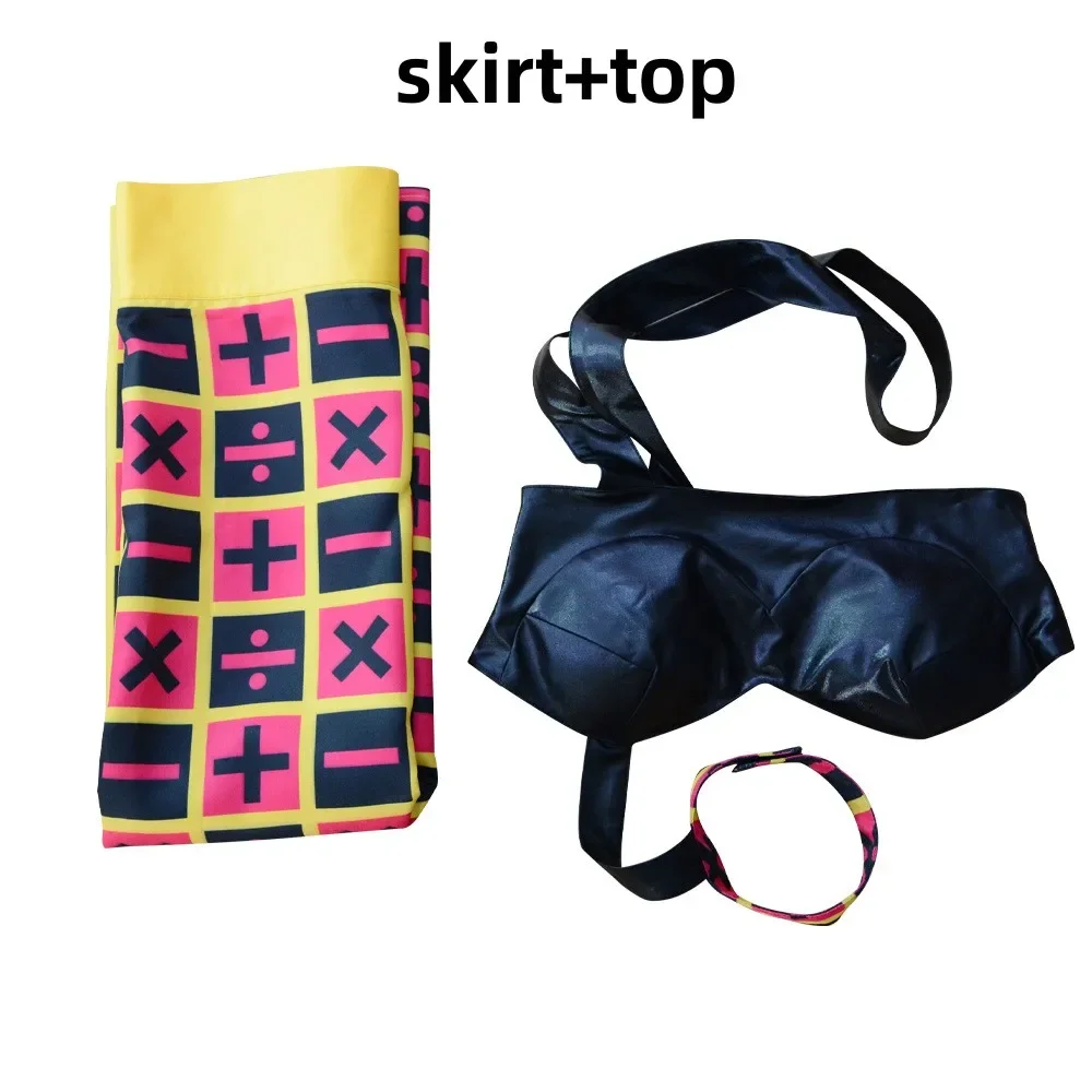 أنيمي جوجو مغامرة غريبة الذهبي الرياح تريش أونا تأثيري حلي شعر مستعار بولي Tube أنبوب القمم منقوشة تنورة امرأة مثير كرنفال حفلة البدلة