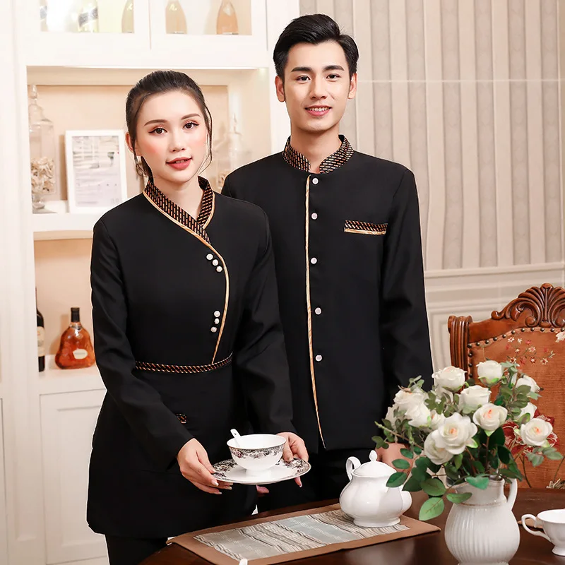 

Hotel Work Clothes Autumn and Winter Women's Chinese Restaurant Dining Teahouse Hot Pot Restaurant Farmhouse Waiter Long Sleeve