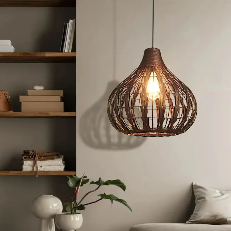 

Bamboo woven rattan pendant light retro bedroom lamp for living room chandeliers bar table dining room Japanese lamps home decor