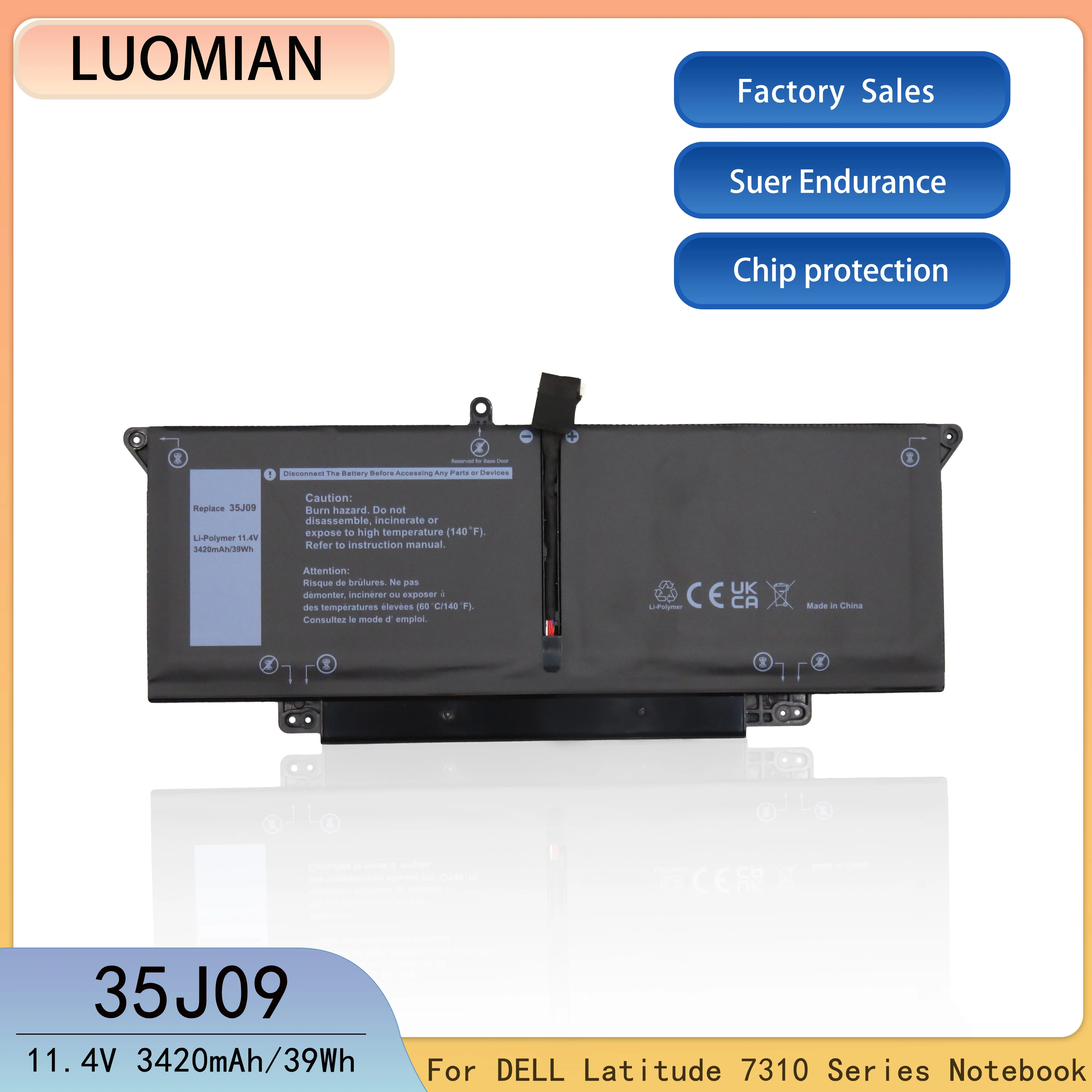 For DELL Laptop Battery 35J09 For DELL Latitude 7310 7410 Notebook  0YJ9RP 009YYF JHT2H 04V5X2 0HRGYV 07CXN6