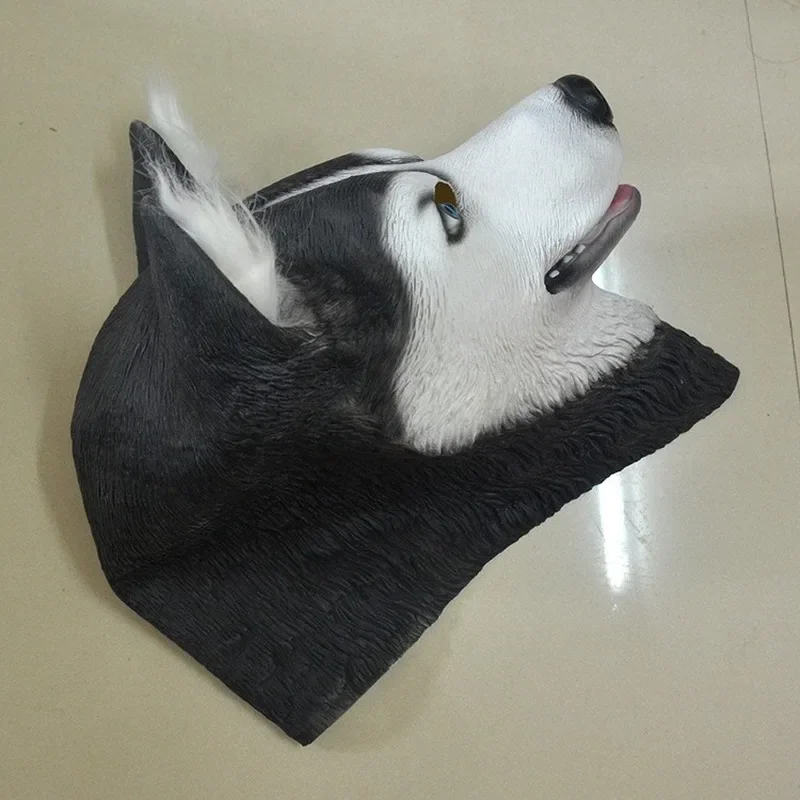 Máscara de cabeza de látex para perro, Animal de Halloween, divertido disfraz de mascota, accesorio para fiesta