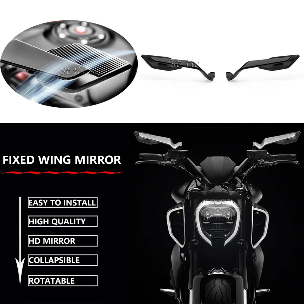 

For Ducati XDiavel 1262S Dark 2021-2023 Diavel 1260 S Motorcycle Accessories Rearview Mirrors Adjustable Wind Wing Aluminum