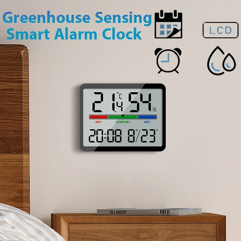 

Slim Electronic Digital Clock Wall Mountable Magnetic LCD Small Alarm Clock Multi-function Temperature Humidity Electronic Clock