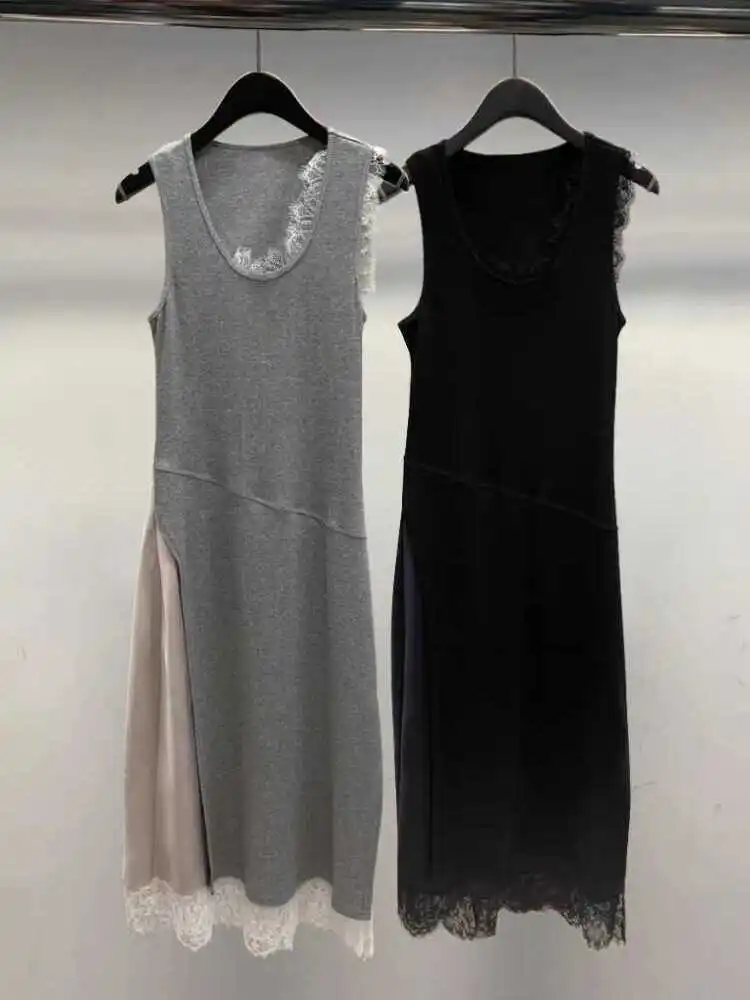 

Потрясающая летняя новинка: юбка миди из хлопка с кружевной отделкой, цветными вставками и разрезом, облегающего кроя