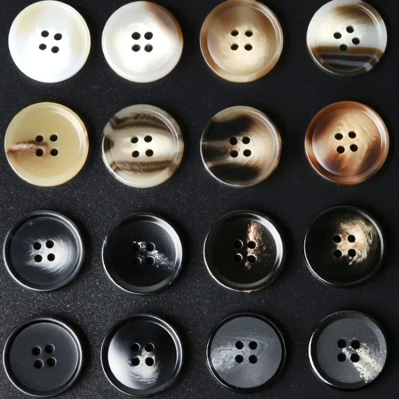50Pcs 4-Holes Classic Brown/Black Resin Buttons for Jacket Trench Coat Sweater with Timeless Design Sewing accessories wholesale