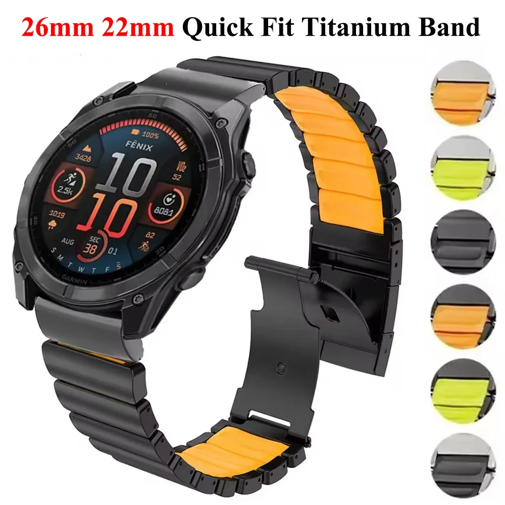 

Quick Fit 22mm 26mm Titanium Band for Garmin Watch Fenix 8 7X Pro Tactix 7 EPIX Pro 51mm Enduro 3 2X Instinct 3 2X 50mm Strap