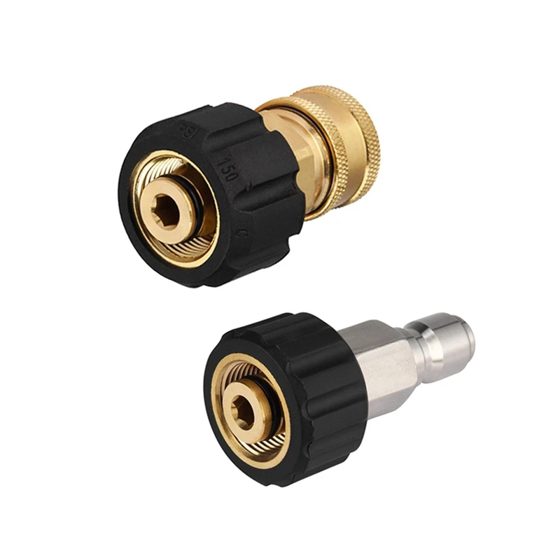 AT69 -High Pressure Washer Hose Adapter M22 14Mm To 3/8 Inch Quick Connect Quick Release Coupler Kit Male Plug Female Socket