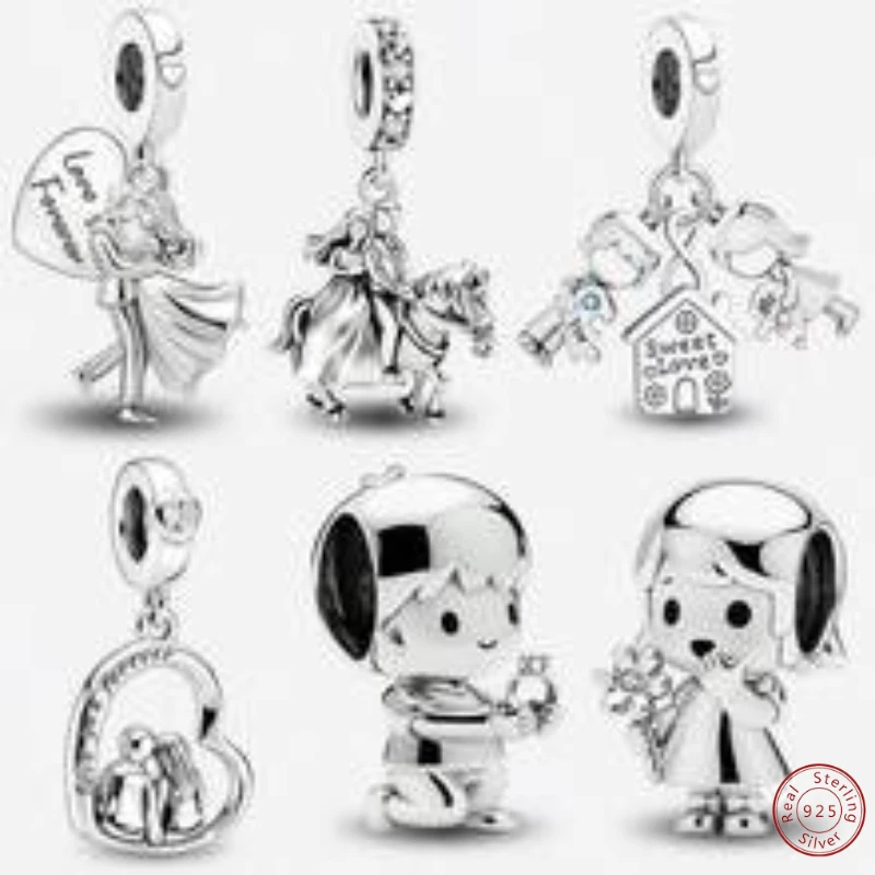 925 Sterling Silver Boy Girl Hug Propose Series Confession Charms Beads Fit Original  Bracelets Fine Jewelry Gift