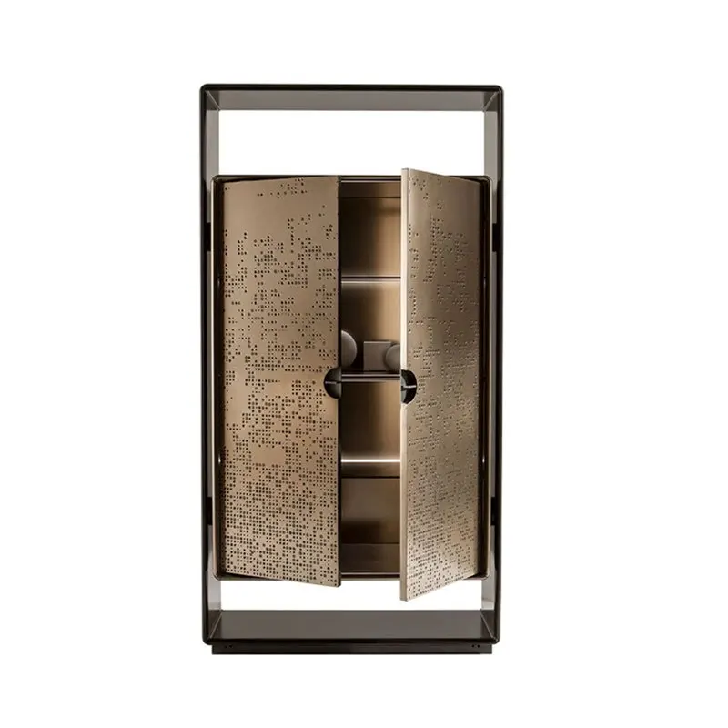 

Light luxury creative wine cabinet modern designer high-end living room home wall stainless steel storage display cabinet