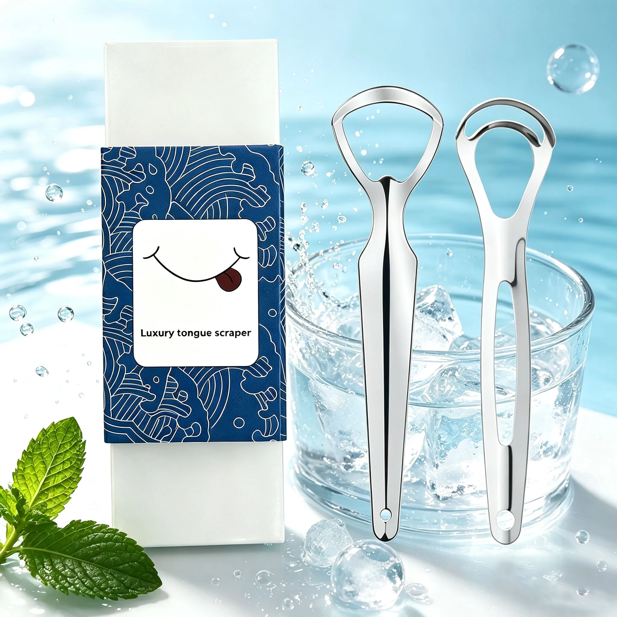 Stainless Steel Tongue Scraper, Packaged with Storage Box, Personal Oral Care Tongue Scraper, Washable, Reusable, Household Oral Cleaning and Care Tool