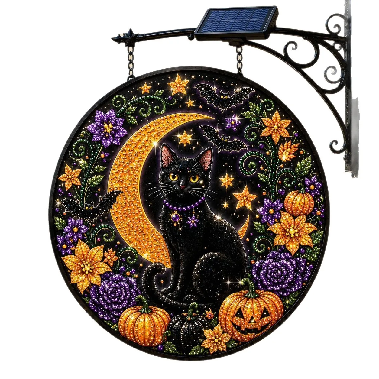 Halloween Black Cat Moon Wall Light Wall Decorator - Acrylic Decor - Automatic Switch - Garden Gate Decoration