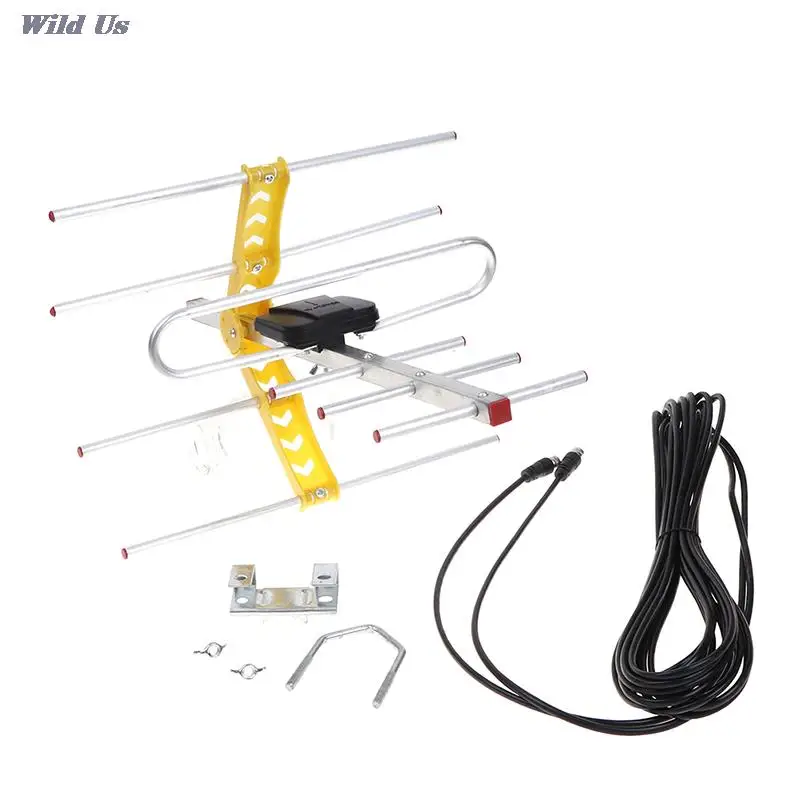 1pc Outdoor 100Mile Amplified 8 Yagi Antenna HD TV 10dB Long Range UHF/VHF/FM HDTV