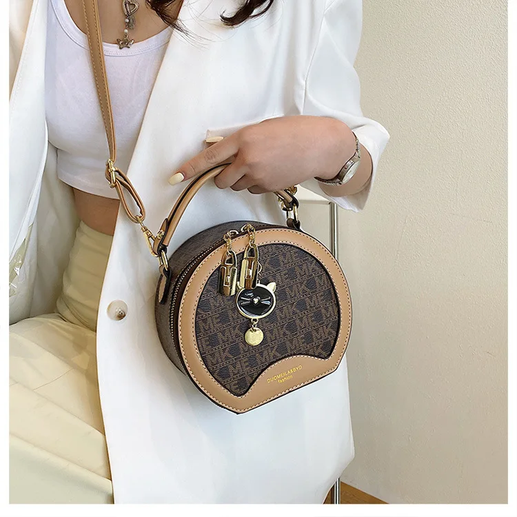 

Fashion Women's Plaid Small Round Bag Shoulder Bag Trendy Design Simple Casual Messenger Handbag Versatile Portable Women's Bag