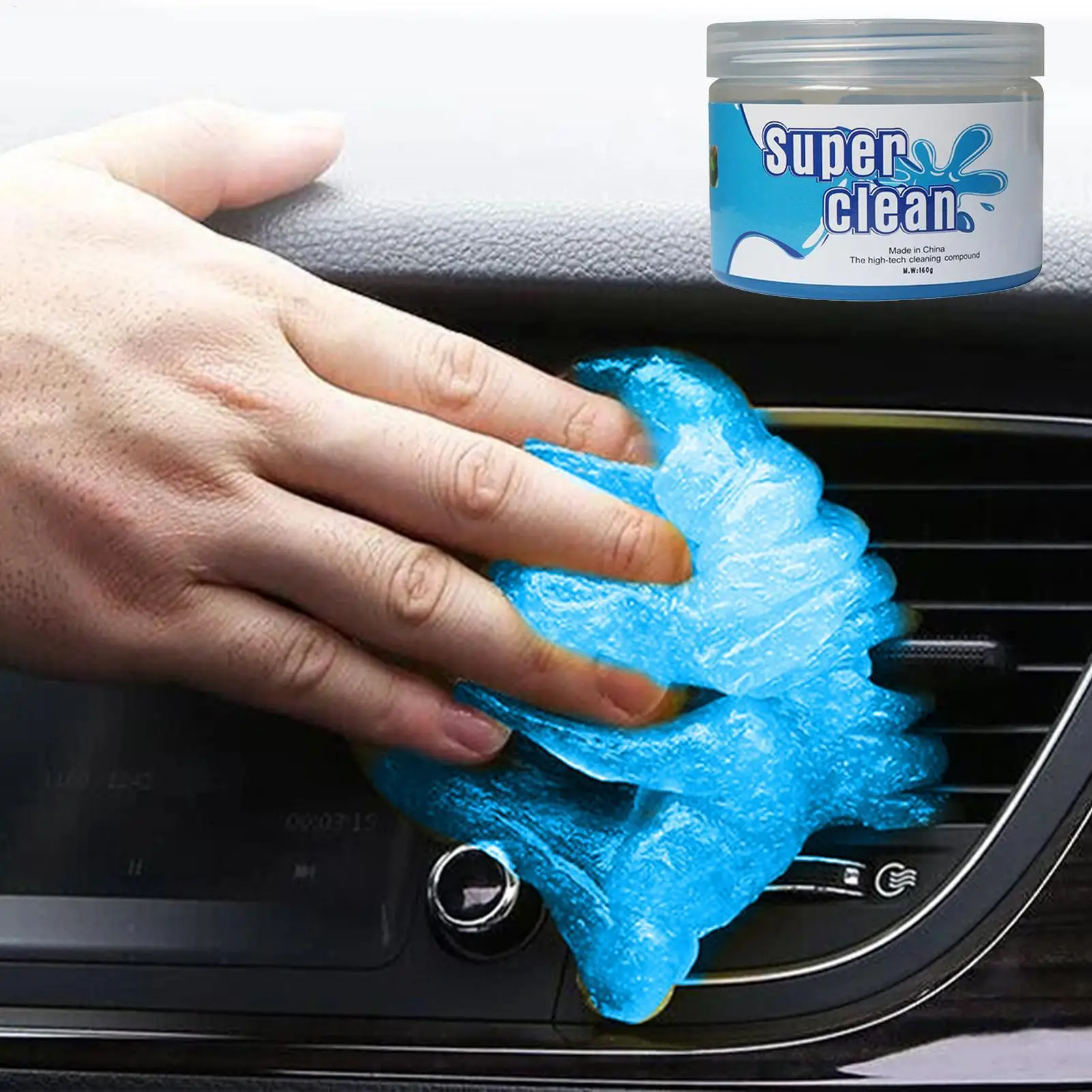 160g Car Cleaning Gel Deep Clean Reusable Multifunctional for Vents Dashboard Steering Wheel Non Sticky Odor Eliminator