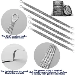 5 Pieces/Set Copper Wire Car Engine Ground Strap Braided Tear-resistant High Conductivity Industry Straps Cable