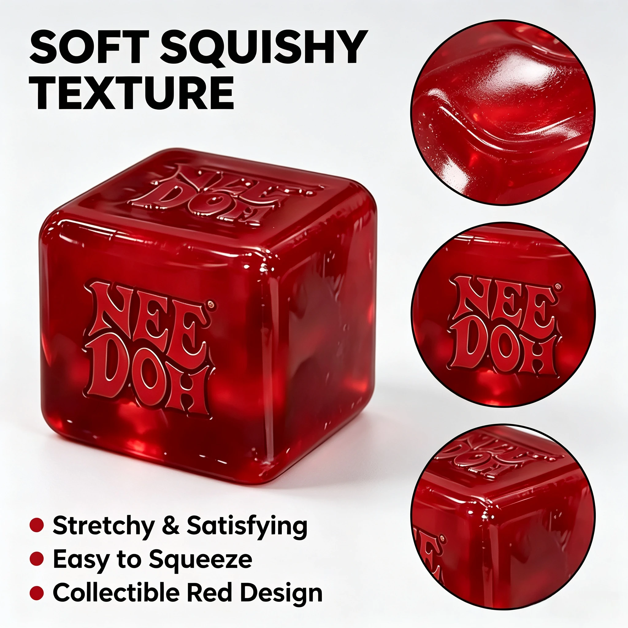 NEE DOH Maltose Squishy Cube Stress Relief Toy（Transparent bag packaging） - Ultra Soft Slow Rising 2x2x2 Inch Sensory Dough - Portable Pocket Size Fidget Cube for Anxiety, ADHD, Office Desk & Travel