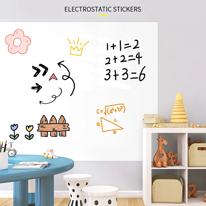 Premium Whiteboard Wall Sticker Static Cling, No Adhesive No Damage To Wall, Easy To Clean and Reuse for Home, School and Office