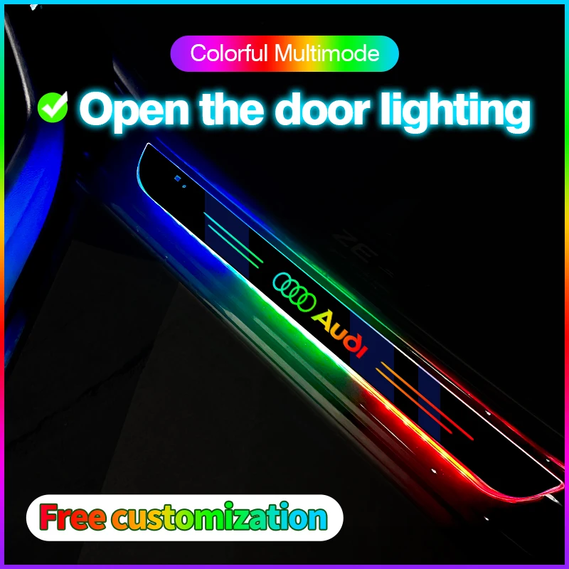 For Audi A1 A3 A4 A5 A6 A7 A8 Q3 Q5 Q7 Q8 Sline Brand New USB Power Moving LED Well Come Pedal Car Scuff Plate Door Sill Lights