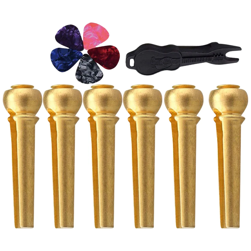 

1 set Copper String Pin Set Bridge Pin Remover For Acoustic Electric Guitar Folk Guitar Pick Replacement Stringed Instrument