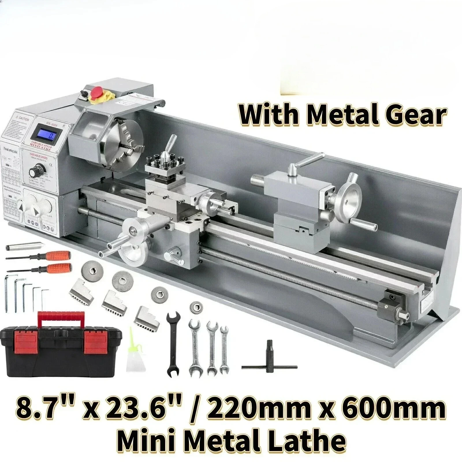 Lathe Machine Metal 1100W  Brushless Motor 38mm Spindle Lather 220X600 Mini Lathe Machine LED Screen Display Turning lathe