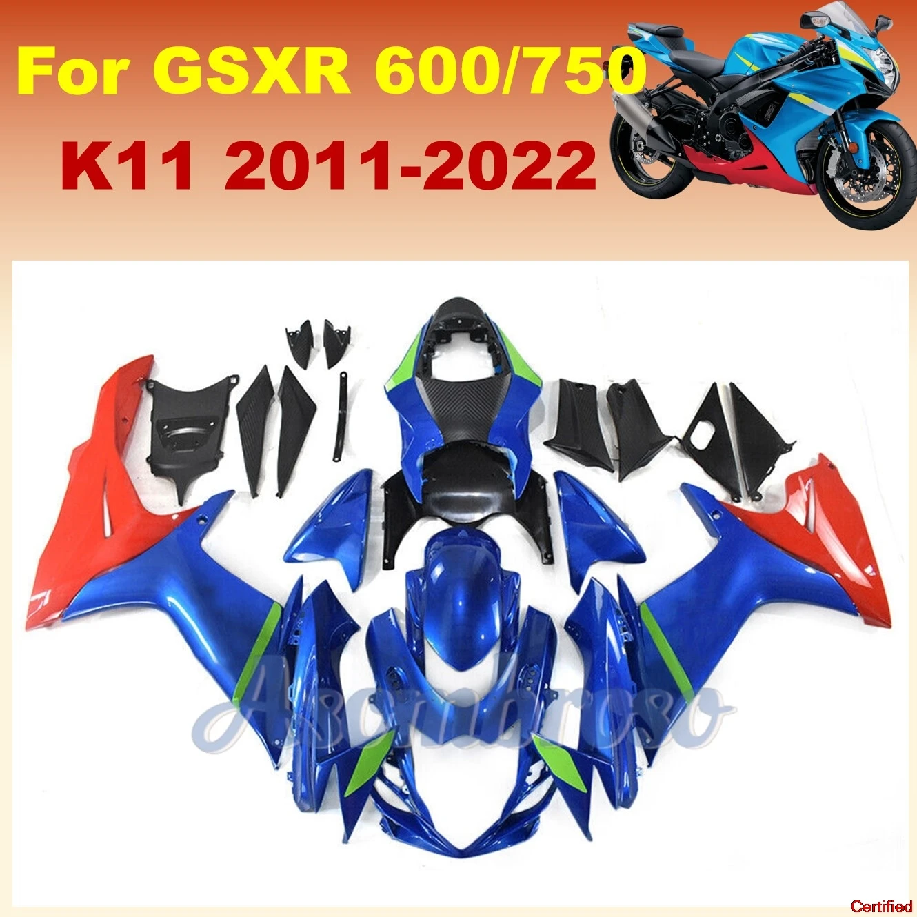 Fairing kit Fit For GSX-R600 2011-2020 GSX-R750 GSXR600 GSXR750 19 18 17 16 12 13 15 GSXR 600 750 K11 Blue Red Motou Shell