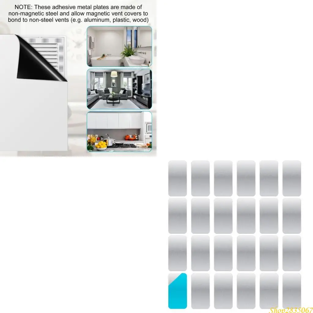 

24Pcs Adhesive Metal Plates Rectangular Iron Strips with Adhesive Backing Universals Iron Sheet Disk Sticker Enduring 831F