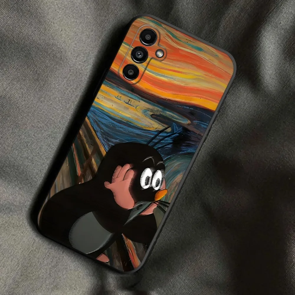 Cartoon L-Little Mole Phone Case For Samsung Galaxy A13,A21s,A22,A31,A32,A52,A53,A71,A80,A91 Soft Black Phone Cover