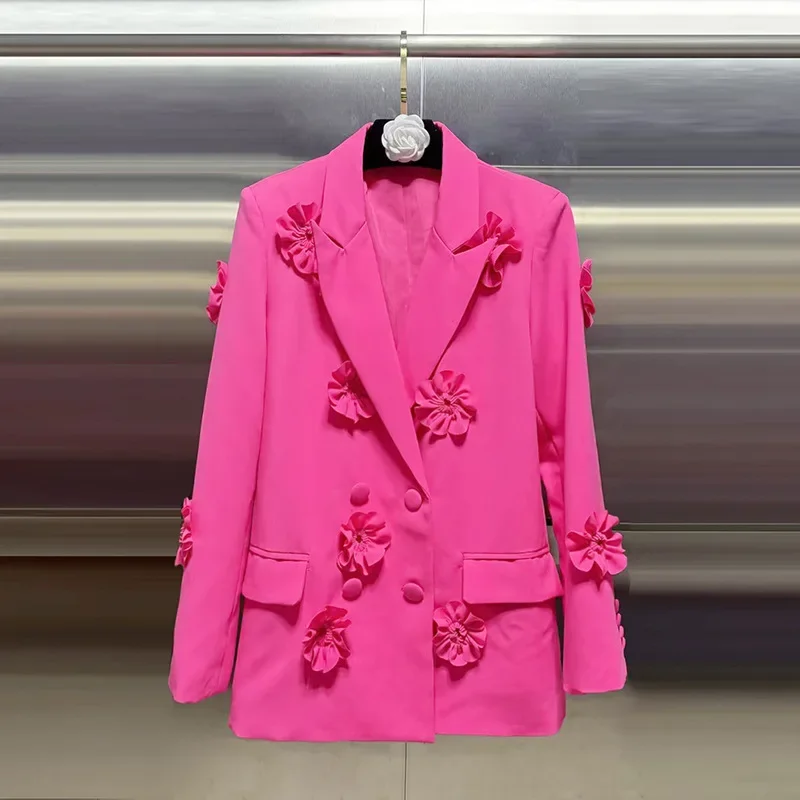 إحساس فاخر، شخصية أنيقة، بدلة، صيف 2025، صناعة ثقيلة جديدة، زهور مخيطة، سترة نسائية ضيقة مزخرفة