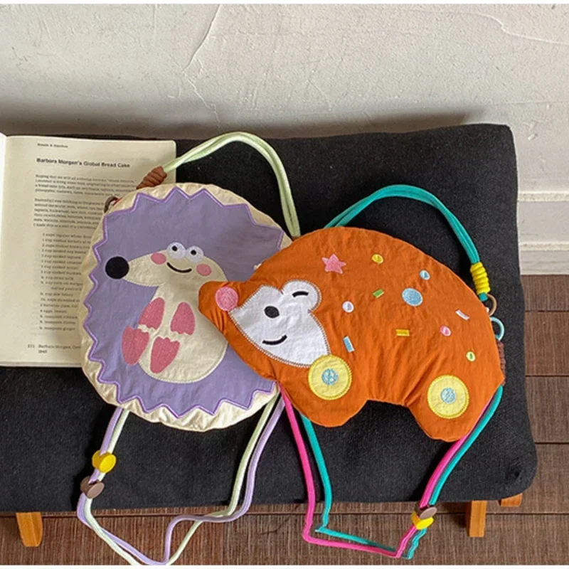 Niedliche Cartoon-Tier-Stickerei Umhängetasche, Bunte Mini-Geldbörse, Leichte Nylon-Kinder-Handytasche, Damen-Schultertasche – Detail 11