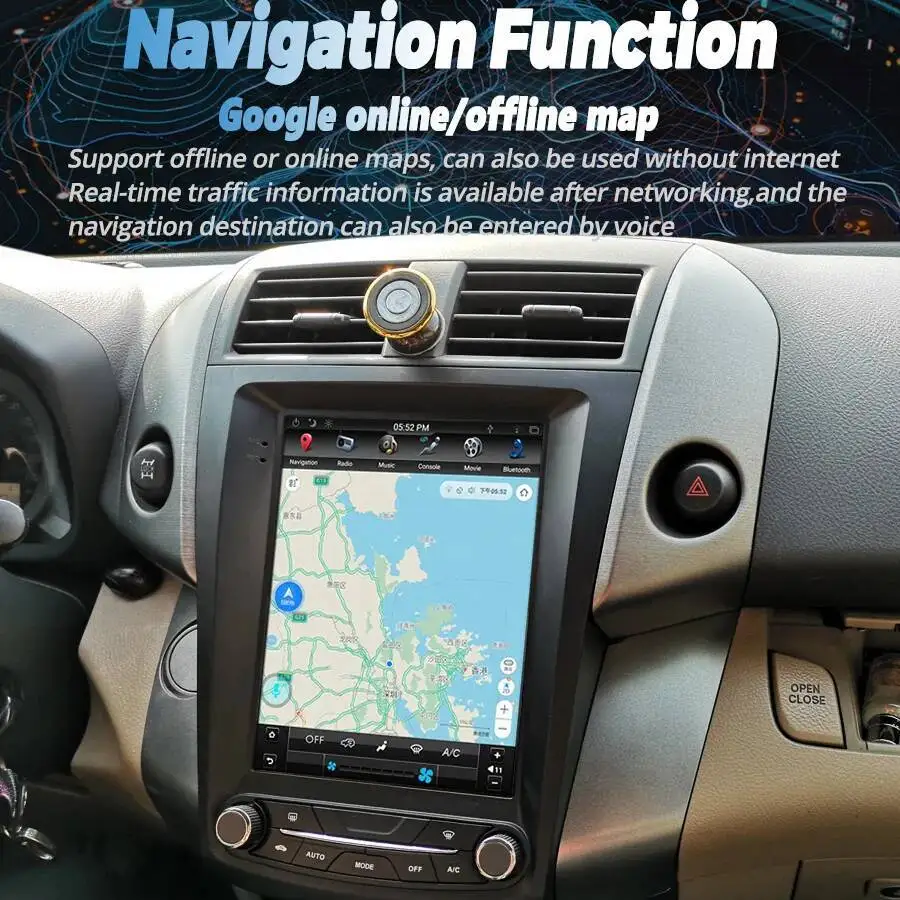 Navirider 10.4 بوصة DSP مشغل فيديو الوسائط المتعددة رئيس وحدة ستيريو لتويوتا RAV4 2008-2012 شاشة أندرويد 15 نظام تحديد المواقع والملاحة BT