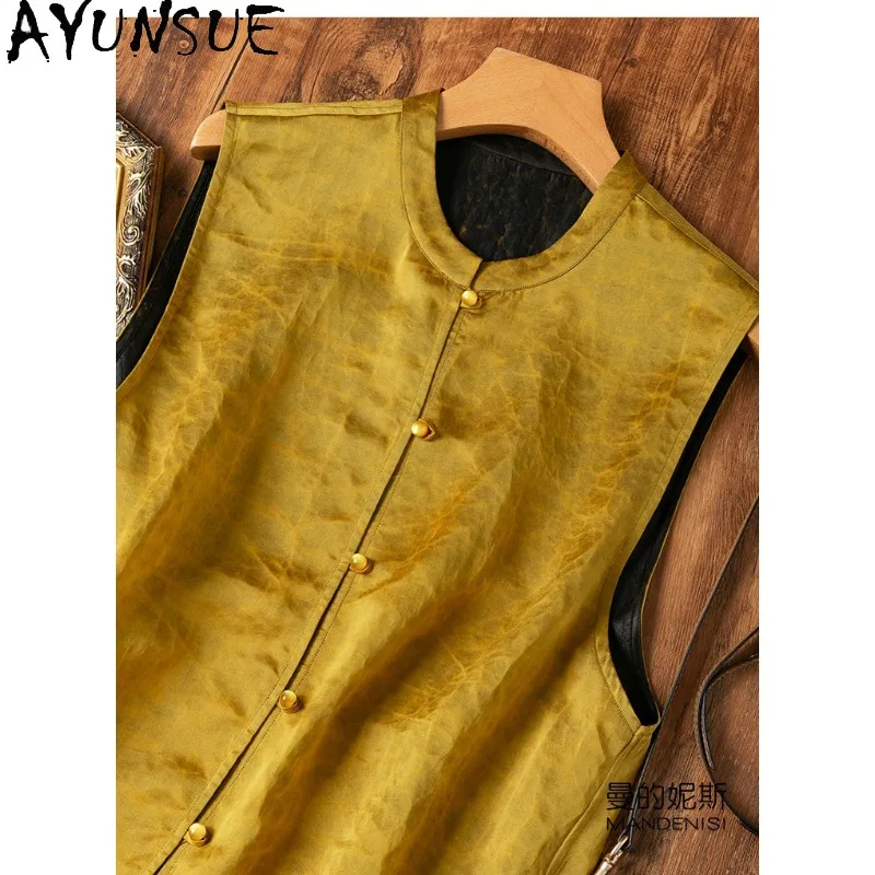 AYUNSUE Xiangyunsha Silk Women's Tanks Chinese Style Sleeveless Tops for Woman Reversible Tanks Top Woman Clothes Топ Женский