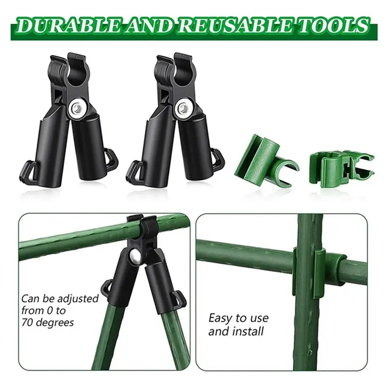 EYFL-150 Pieces Adjustable Plant Trellis Connector Clip Garden Plastic Connector A-Type Connecting Joint Buckle Clip
