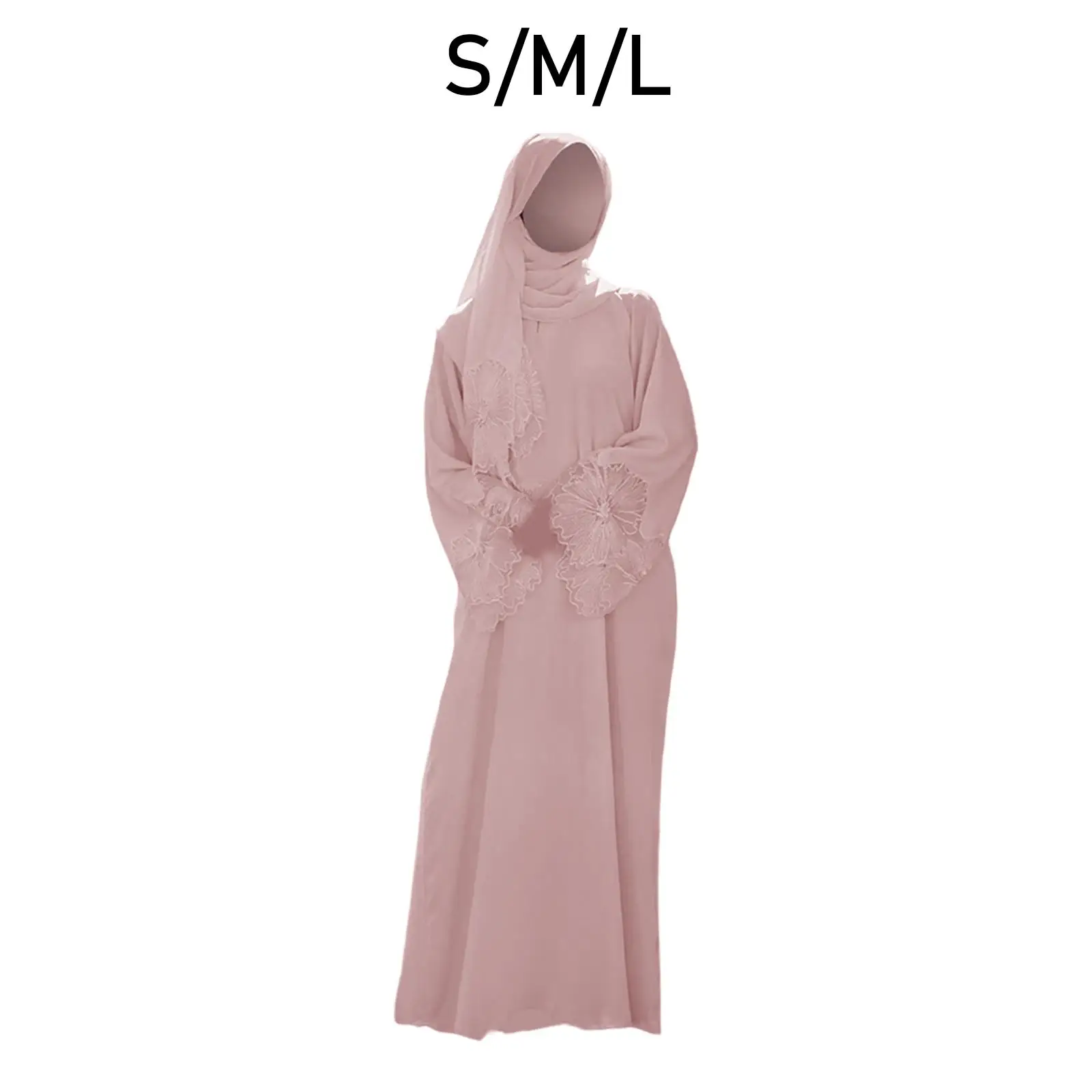 

Muslim Robe Long Sleeves with Headscarf Kaftan Robe with Hijab Muslim Dress