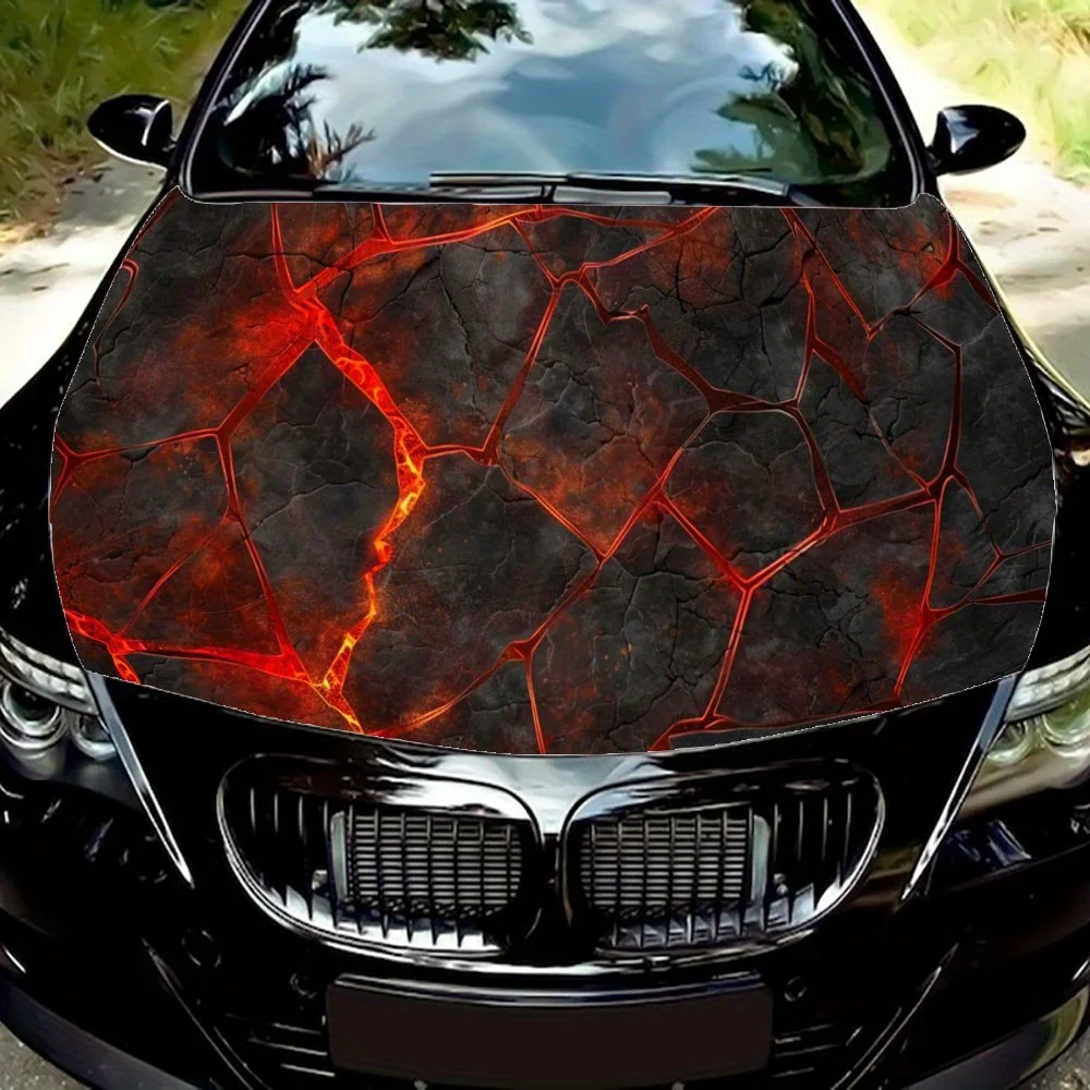 

Boiling Lava Flame Erupting Volcano Car Hood Wrap Color Vinyl Sticker Truck Graphic Bonnet Auto Accessories Decor Decal Gift