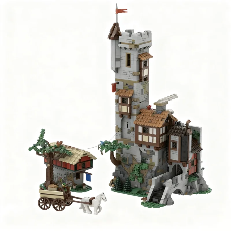 2430개 MOC 울프팩 타워 대체 조립식 성 모델 블록 건설 크리스마스 선물 창의적인 장난감 아이디어 교육용