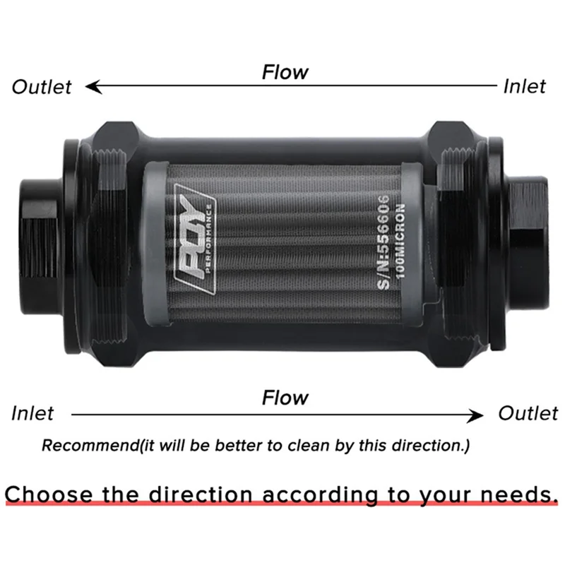 

Universal Filter BLACK Inline Fuel Filter E85 Ethanol With 100Μm (0.1MM) Stainless Steel -A54R