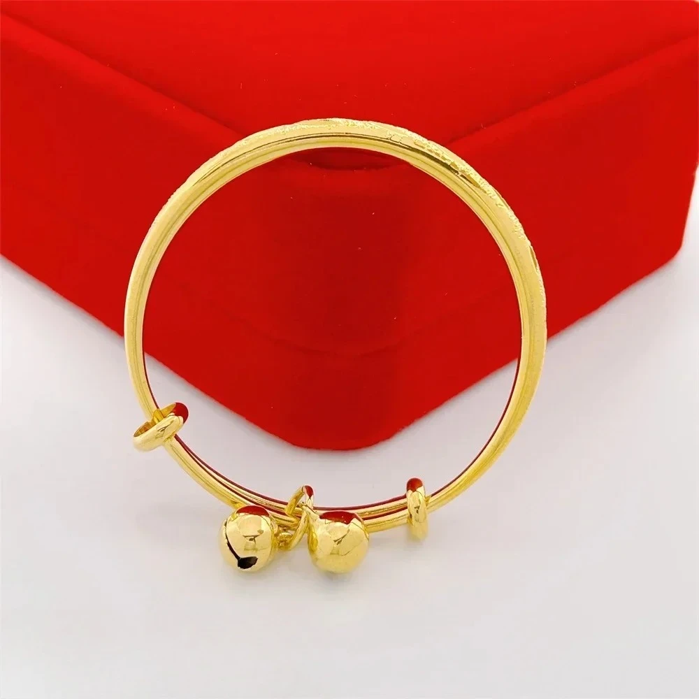 

Stainless Steel Bell Bangles for Kids Gold Color Rain Star Smooth Bracelets Size Adjustable Babies Jewelry Accessories