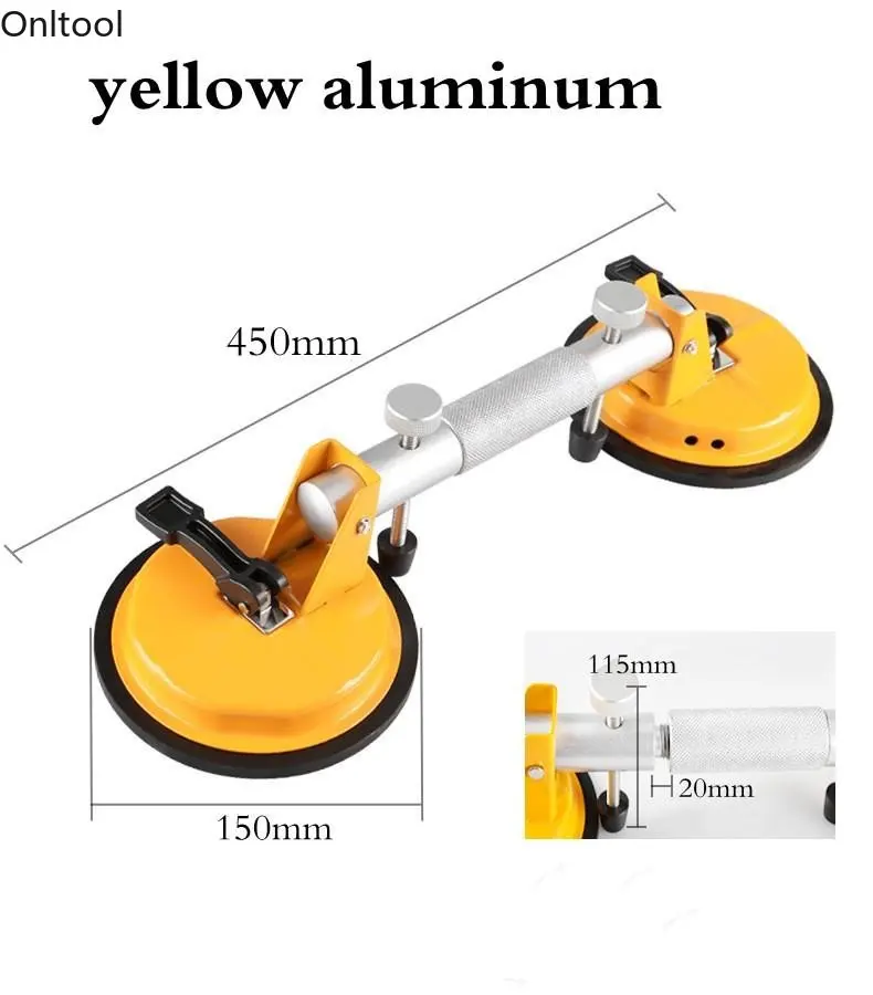 Ventosa para empalmar azulejos, elevador de doble garra de vidrio fijo de aleación de aluminio resistente, ventosa de vacío, herramientas de