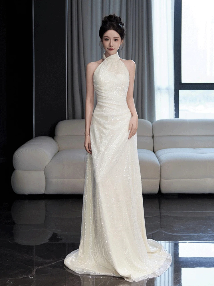 

Элегантное вечернее платье-русалка для свадьбы, роскошное, блестящее, для подружки невесты, на свидание, на вечеринку