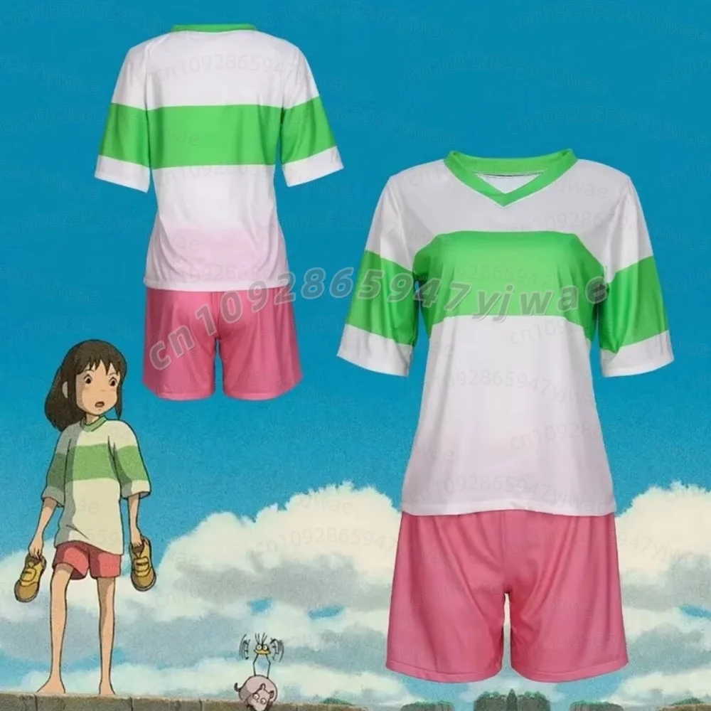KIDS Anime Cosplay Chihiro Damen Alltagskleidung Freizeit Lose Sets T-Shirt+Shorts Cosplay Kostüm Geschenk Damen Pyjama Hosen Set – Detail 4