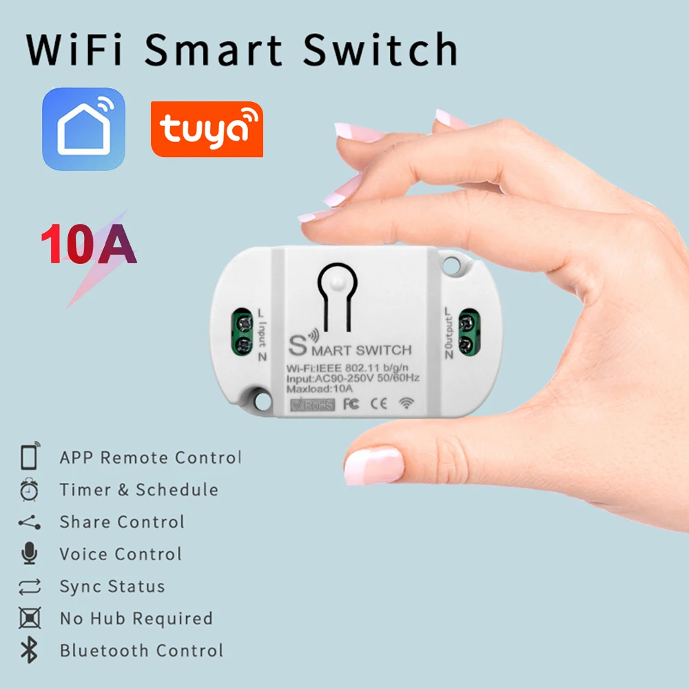 

10A Wi-Fi умный переключатель DIY беспроводной Tuya умный дом Alexa Яндекс Алиса мини прерыватель двустороннее голосовое управление Smart Life
