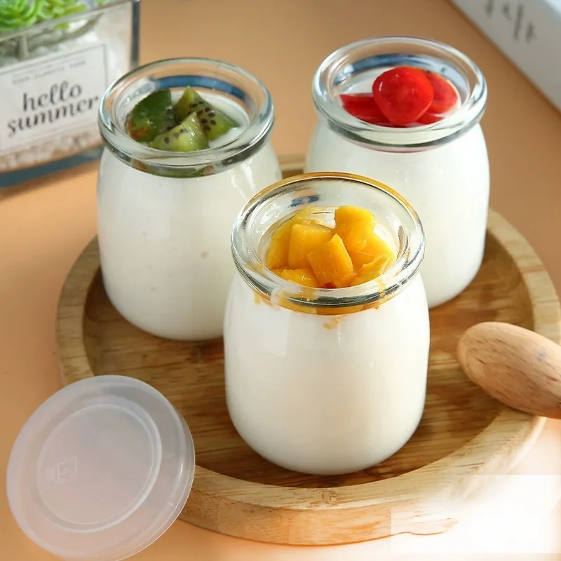 Transparent Sealed Lidded Pudding Cups 100ml Yoghurt Pots Dessert Jars Baking Glass Pudding Jars Mousse Cups Empty Jars
