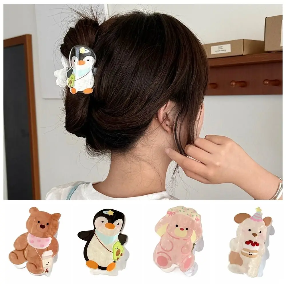 

Sweet Bear Cartoon Shark Clip Dog Penguin Acrylic Hair Claw Korean Style Headwear Animal Shark Clip Daily