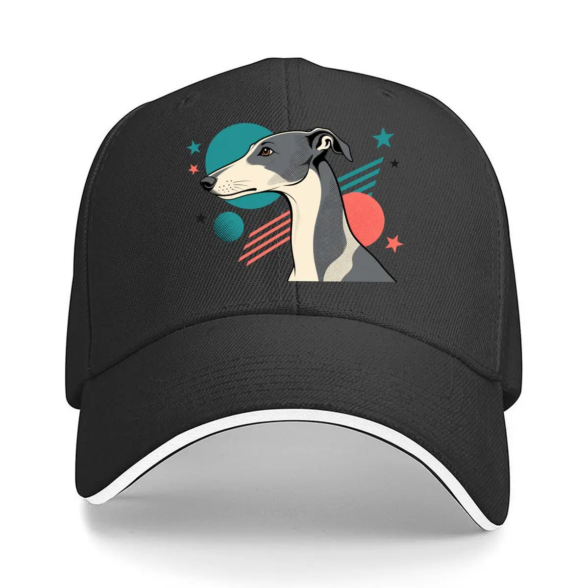 Greyhound Pop Art Portrait Stars Sandwich Baseball Cap