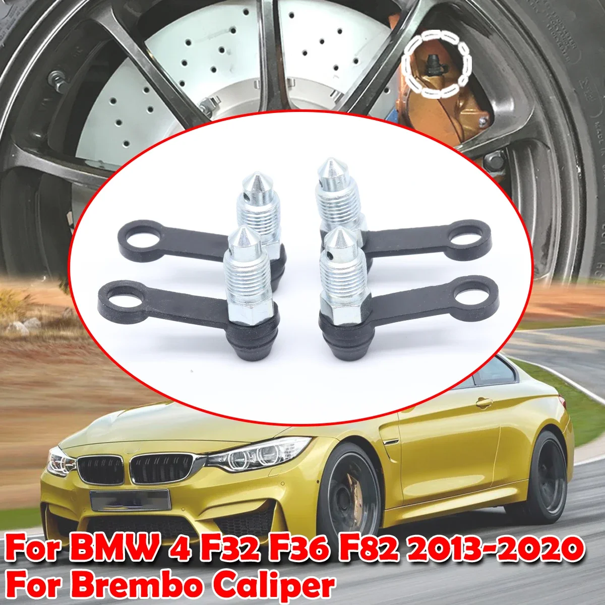 

For BMW 4 F32 F36 F82 2013-2020 Front Rear Bleeder Valves and Rubber Dust Caps Left Right Caliper Bleed Nipple Screw Repair Kit