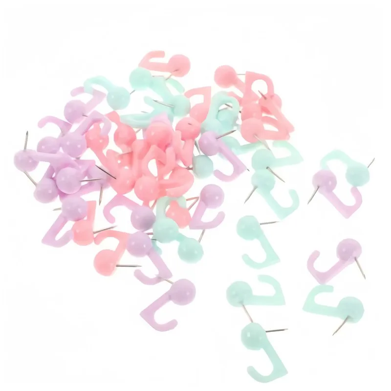 80 pcs Random Color Push Pin Hooks, Sturdy and Easy to Install, for Corkboards and Home Wall Decor, Durable and Practical