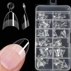 120/240pcs Half Cover Short Almond Pre-filed Nail Tips Half Matte XXS Soft Gel Acrylic Nails Professional Extension Tips 12 Size