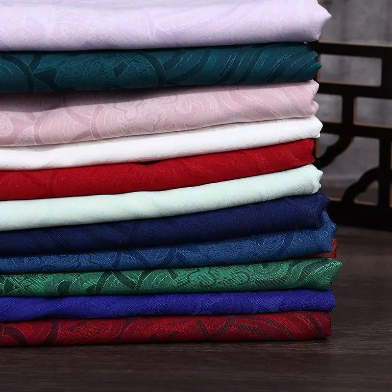 Wave Jacquard Fabric Micro Stretch Breathable By The Meter for Hanfu Dress Horse Face Skirt Sewing Anti Wrinkle Cloth White Red