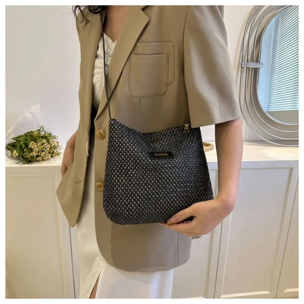 Ladies Fashion Summer Straw Crossbody Bag Women Beach Holiday Shopping Woven Shoulder Handbag Messenger Purses for Women Bags